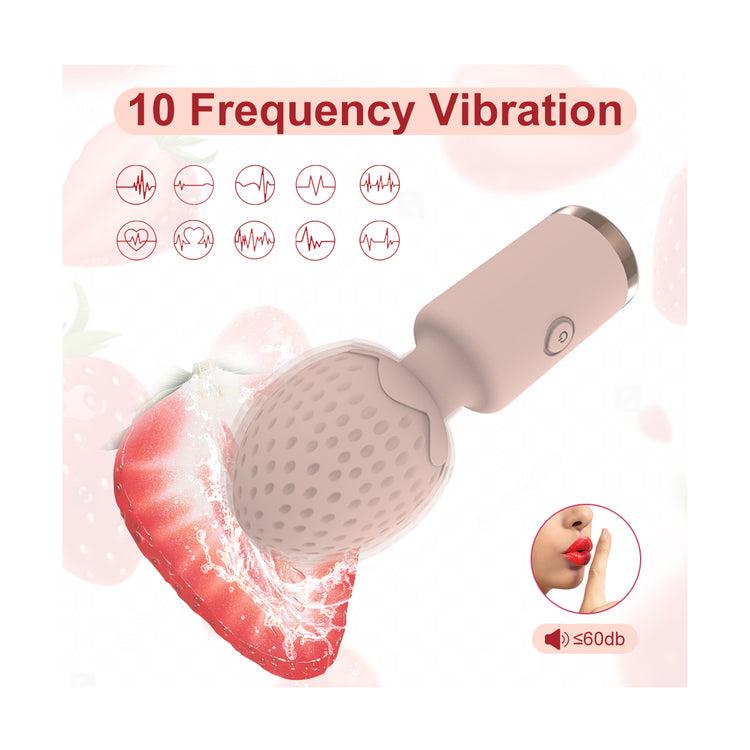 Silicone+ADS Personal Toys Strawberry AV Vibrator 10-Frequency